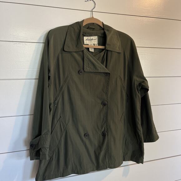 Eddie Bauer Rain Jacket Women’s Hunter Green Lightweight Size Petite Medium - Picture 2 of 9